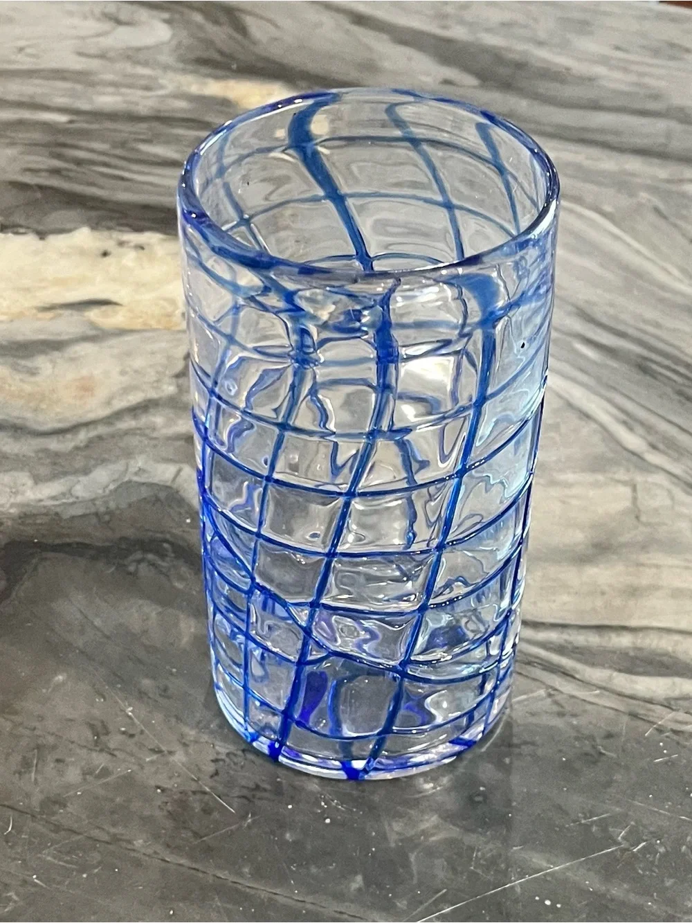 Vintage Hand Blown Mexican Art Glass Cylinder Vase 6